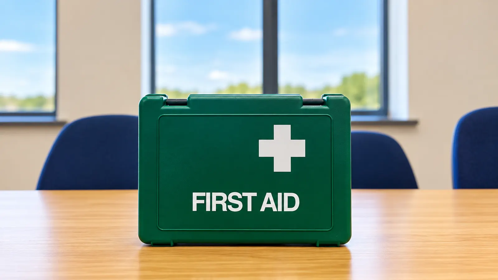 A workplace first aid box