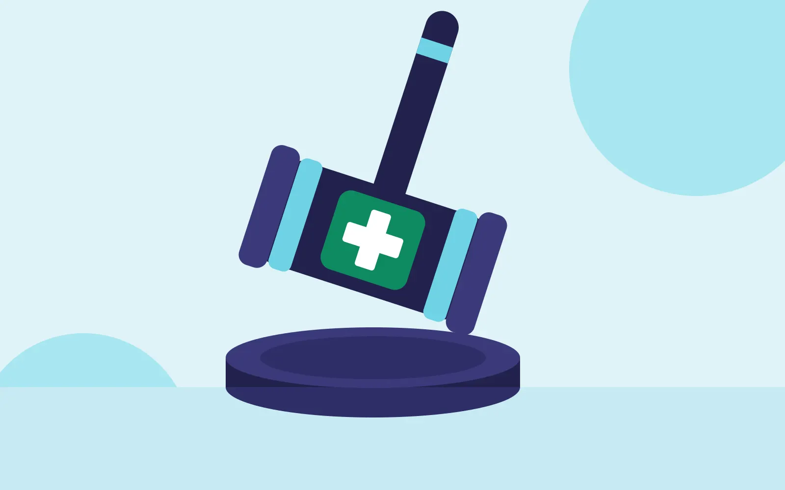 Illustration of a judge’s gavel with a first aid cross on it