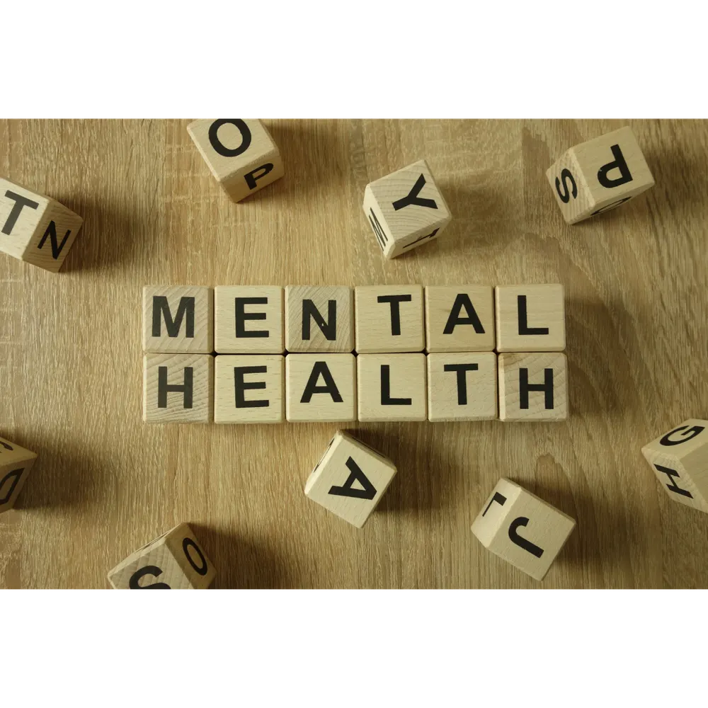 Letter blocks spelling mental health